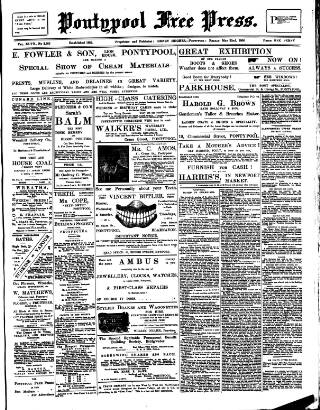 cover page of Pontypool Free Press published on May 22, 1908