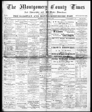 cover page of Montgomery County Times and Shropshire and Mid-Wales Advertiser published on November 2, 1895