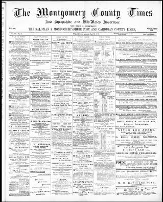 cover page of Montgomery County Times and Shropshire and Mid-Wales Advertiser published on April 1, 1899