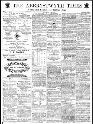 cover page of Aberystwyth Times published on May 22, 1869