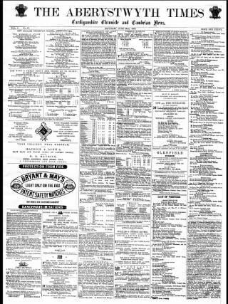 cover page of Aberystwyth Times published on June 26, 1869