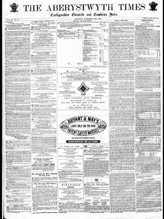 cover page of Aberystwyth Times published on November 13, 1869
