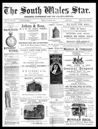 cover page of South Wales Star published on June 30, 1893