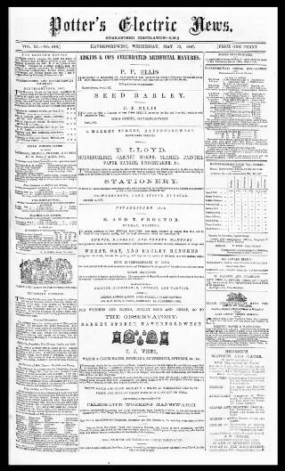 cover page of Potter's Electric News published on May 22, 1867