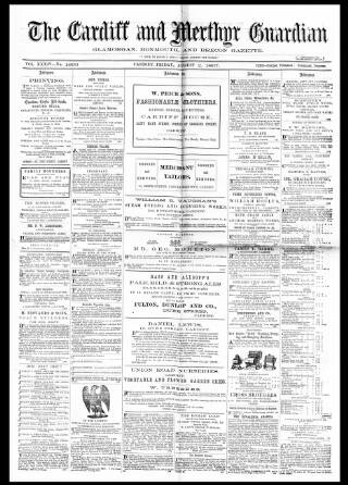 cover page of Cardiff and Merthyr Guardian published on August 2, 1867