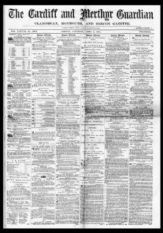 cover page of Cardiff and Merthyr Guardian published on April 1, 1871