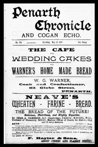 cover page of Penarth Chronicle and Cogan Echo published on May 11, 1895