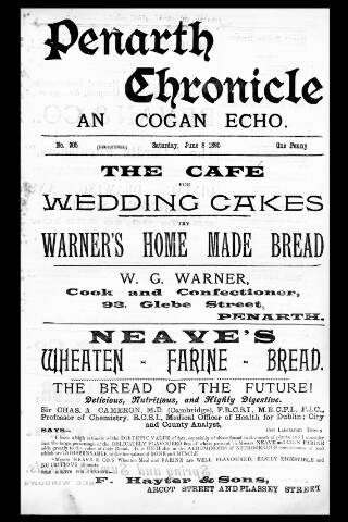 cover page of Penarth Chronicle and Cogan Echo published on June 8, 1895