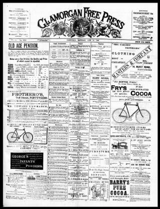 cover page of Glamorgan Free Press published on June 10, 1899