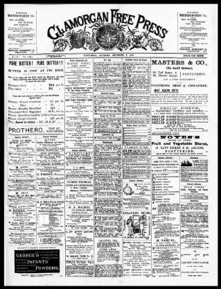 cover page of Glamorgan Free Press published on September 9, 1899