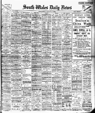 cover page of South Wales Daily News published on August 2, 1905
