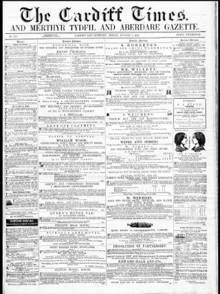 cover page of Cardiff Times published on August 2, 1861
