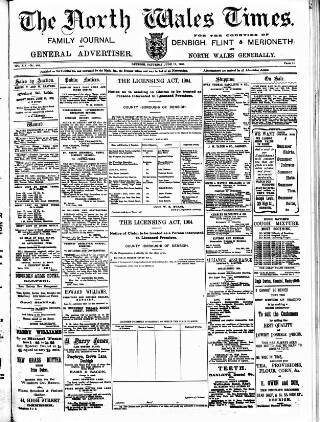 cover page of North Wales Times published on June 13, 1908
