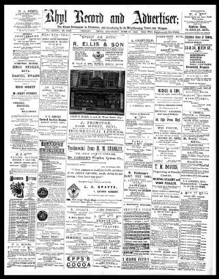 cover page of Rhyl Record and Advertiser published on June 13, 1891