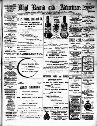 cover page of Rhyl Record and Advertiser published on November 2, 1901