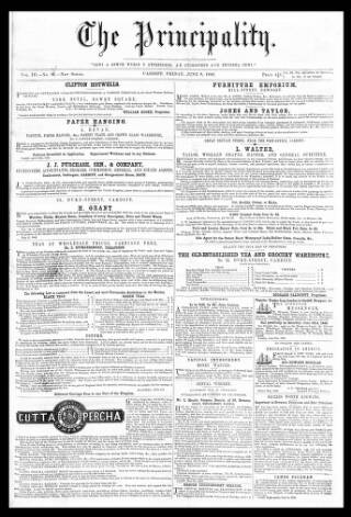 cover page of The Principality published on June 8, 1849