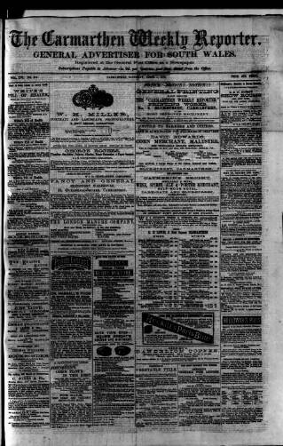 cover page of Carmarthen Weekly Reporter published on April 1, 1876