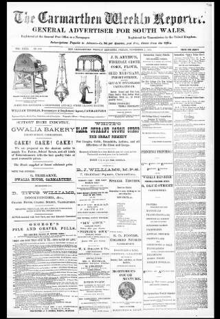 cover page of Carmarthen Weekly Reporter published on November 2, 1900