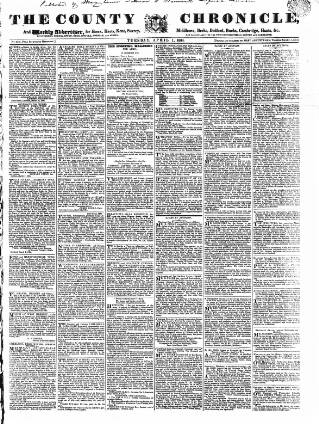 cover page of County Chronicle, Surrey Herald and Weekly Advertiser for Kent published on April 1, 1834