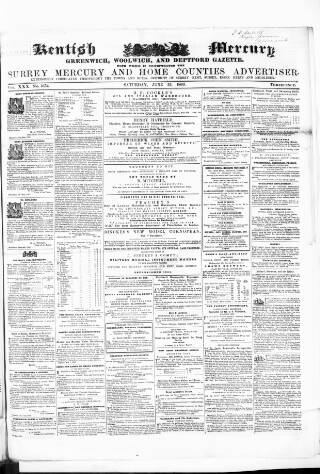 cover page of Kentish Mercury published on June 13, 1863