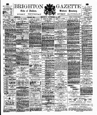 cover page of Brighton Gazette published on November 2, 1882
