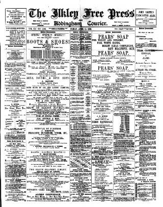cover page of Ilkley Free Press published on April 18, 1890