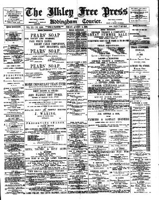 cover page of Ilkley Free Press published on August 8, 1890