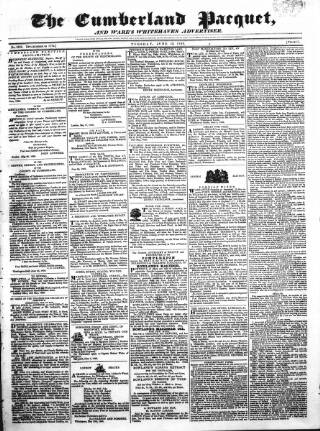 cover page of Cumberland Pacquet and Ware's Whitehaven Advertiser published on June 13, 1826