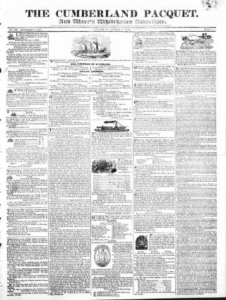 cover page of Cumberland Pacquet and Ware's Whitehaven Advertiser published on April 1, 1828