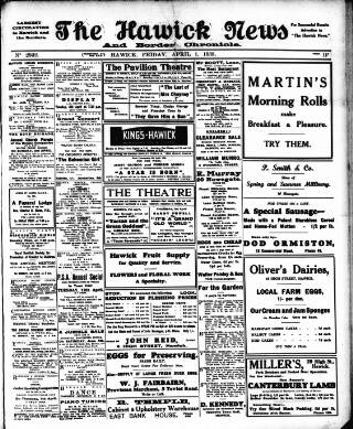 cover page of Hawick News and Border Chronicle published on April 1, 1938
