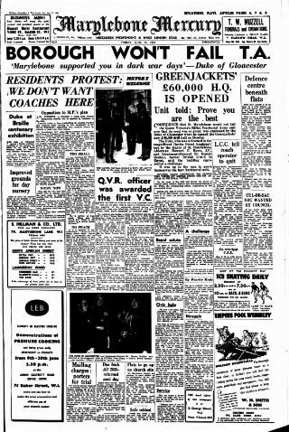 cover page of Marylebone Mercury published on June 13, 1952