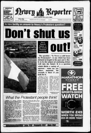 cover page of Newry Reporter published on August 2, 2001