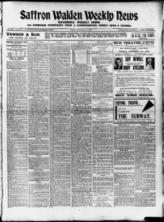 cover page of Saffron Walden Weekly News published on November 2, 1928