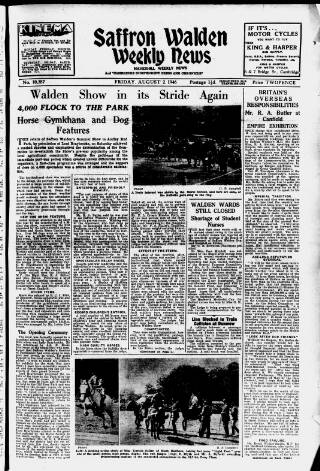 cover page of Saffron Walden Weekly News published on August 2, 1946