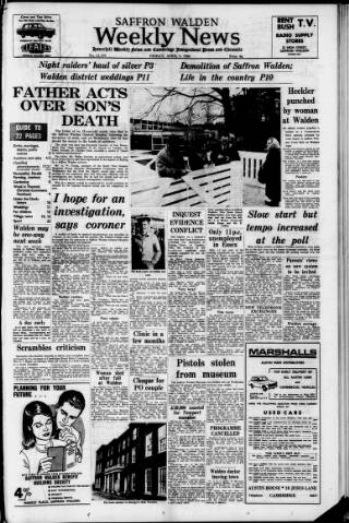 cover page of Saffron Walden Weekly News published on April 1, 1966