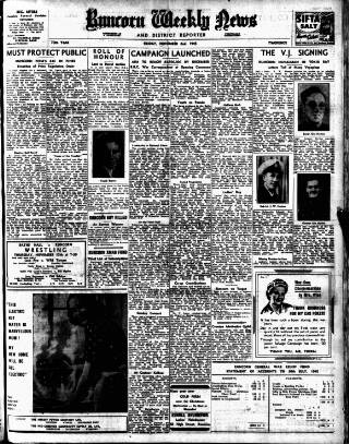 cover page of Runcorn Weekly News published on November 2, 1945