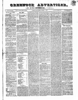 cover page of Greenock Advertiser published on August 2, 1870