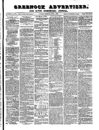 cover page of Greenock Advertiser published on April 1, 1873