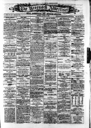cover page of Greenock Advertiser published on June 13, 1881