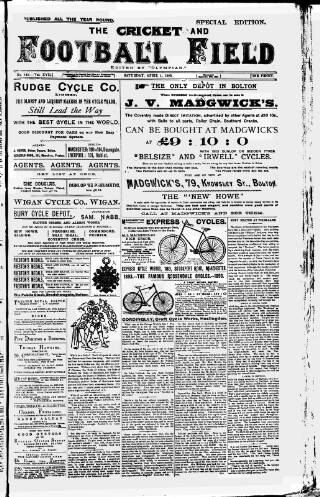 cover page of Cricket and Football Field published on April 1, 1893