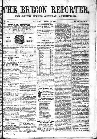 cover page of Brecon Reporter and South Wales General Advertiser published on April 1, 1865