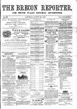 cover page of Brecon Reporter and South Wales General Advertiser published on August 31, 1867