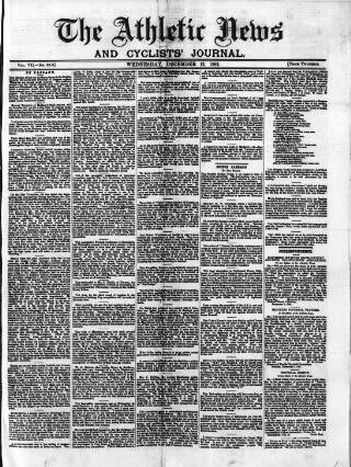 cover page of Athletic News published on December 13, 1882