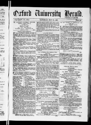 cover page of Oxford University and City Herald published on May 22, 1880