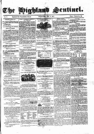 cover page of Highland Sentinel published on August 17, 1861
