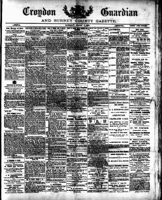 cover page of Croydon Guardian and Surrey County Gazette published on August 2, 1884