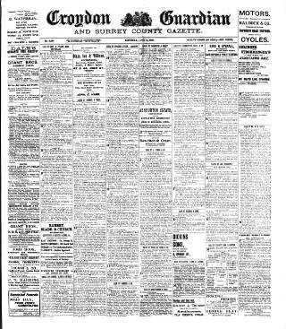 cover page of Croydon Guardian and Surrey County Gazette published on June 13, 1908