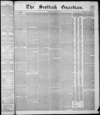 cover page of Scottish Guardian (Glasgow) published on April 1, 1851