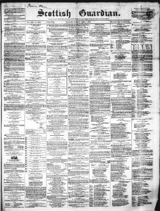 cover page of Scottish Guardian (Glasgow) published on April 1, 1856