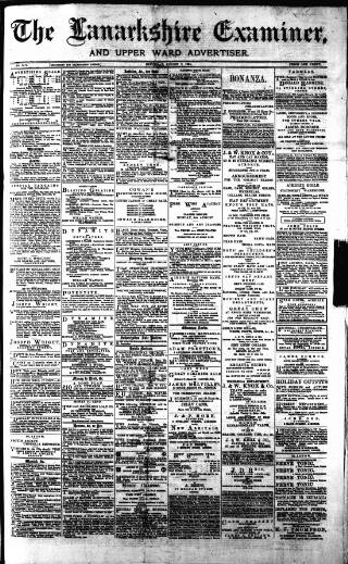 cover page of Lanarkshire Upper Ward Examiner published on August 2, 1884